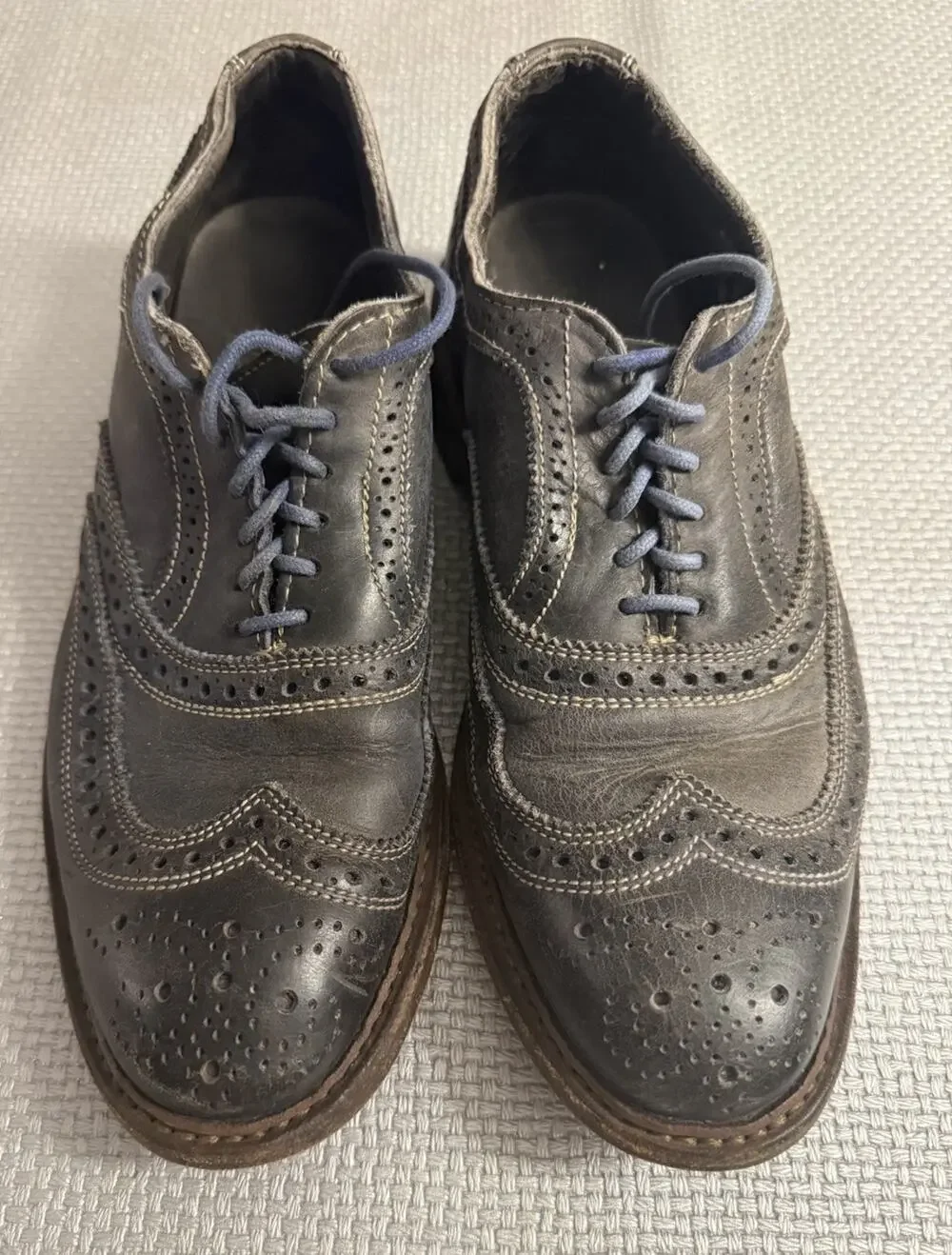 Allen Edmonds Neumok Wingtip Oxford Shoes Blue/Navy Nubuck Leather Mens US 7